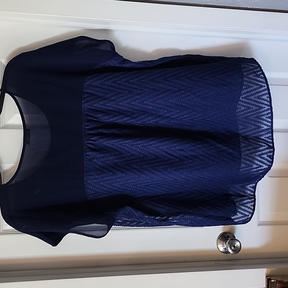 Elegant Navy Blue Women's Top - Picture 2 of 3